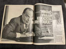 Suomen Kuvalehti 1977 nr 33, Veikko Vennamo, Kyrönjoen koski kanavaksi, Honkarakenne mainosliite (16 sivua)