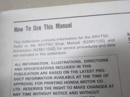 Honda XRV750N Shop Manual ADDENDUM -korjaamokirjan LISÄOSA