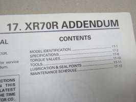 Honda XR70Rw Shop Manual ADDENDUM -korjaamokirjan LISÄOSA