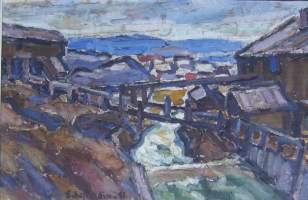 Edv Bodin, öljyvärimaalaus levylle, signeerattu ja päivätty -51, koko 26x38/40x50 cm