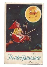 Pääsiäisnoita -  postikortti  pääsiäiskortti kulkenut  1945