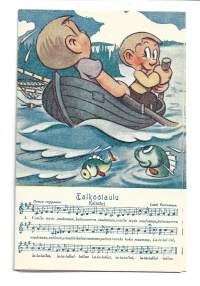 Talkoolaulu 4 Kalastus -   taiteilijakortti postikortti kulkematon
