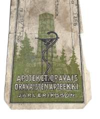Oravaisten Apteekki   Jarl Eriksson  1952  - resepti signatuuri