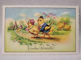 pääsiäiskortti Tipupariskunta kävelyllä