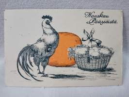 pääsiäiskortti kenttäpostia Kukko ja munakori