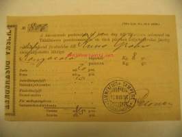 Kirjattu kirje lähetyskuitti 12.8.1896 Tampere