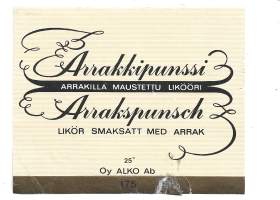 Arrakkipunssi Alko nr 175 - viinaetiketti