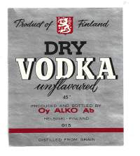 Dry Vodka  Alko nr 015 - viinaetiketti
