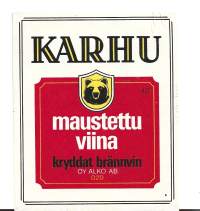 Karhu maustettu viina   Alko nr 020 - viinaetiketti