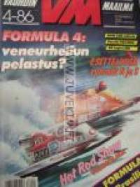 Vauhdin maailma 1986 nr 4 -mm. Formula 1 Brasilia kauden avajaiset, Ralli MM Portugal, INDY Chevy turbo F1 86, MM-jääspeedway, Formula 4BMW 325i 4-veto, Tukholman
