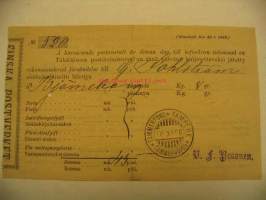 Kirjattu kirje lähetyskuitti 30.11.1896 Tampere