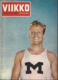 Viikkosanomat  8.9.1955  nr 36 /Eeles Landström,  kotona ja kaukana tapahtui kuvareportaasi,kun on liikaa rahaa, Jehovat kastavat, suomalaista vastavakoilua,