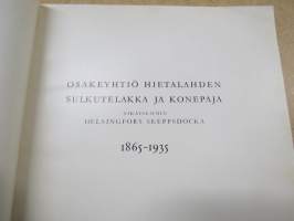 Osakeyhtiö Hietalahden Sulkutelakka ja Konepaja - aikaisemmin Helsingfors Skeppsdocka 1865-1935 -shipyard history