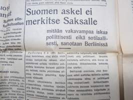 Sosialisti, 4.9.1944 - Tänään klo 8.00 sotatoimet lakkasivat rinatamillamme, Rauhanneuttoluihin ryhtymisestä päätös -sanomalehti
