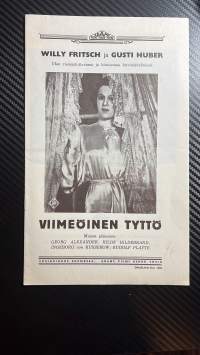 Viimeöinen tyttö / Flickan från i natt -käsiohjelma pääosissa / i huvudrollerna Willy Fritsch, Gusti Huber