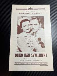 Onko hän syylinen? / Var hon skyldig? -käsiohjelma pääosissa / i huvudrollerna Ralph Bellamy, Ann Sothern