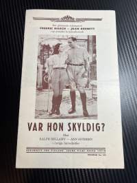 Onko hän syylinen? / Var hon skyldig? -käsiohjelma pääosissa / i huvudrollerna Ralph Bellamy, Ann Sothern