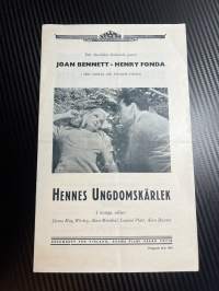 Nuoruudenrakkaus / Hennes Ungdomskärlek -käsiohjelma pääosissa / i huvudrollerna Dame May Whitty, Alan Marshal
