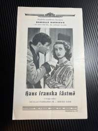 Hänen ranskalainen morsiamensa / Hans franska fästmö -käsiohjelma pääosissa / i huvudrollerna Douglas Fairbanks jr - Mischa Auer
