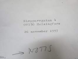 Georg Henrik von Wright - nimikirjoitus, kirje Erik Wahlströmille (Hufvudstadsbladet), 26.11.1997 / autograph, signed letter to editor E. Wahlström