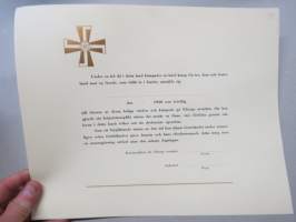 Under en tid då i detta land kämpades... 1940 som frivillig... på Viborgs avsnittet... -myöntökirja, käyttämätön, ruotsinkielinen
