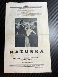 Mazurka / Mazurka -käsiohjelma pääosissa / i huvudrollerna Pola Negi, Albrecht Schoenhals