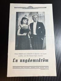 Nuoruudenunelma / En ungdosddröm -käsiohjelma pääosissa / i huvudrollerna Pola Negri