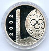 10 euro  2002 Helsingin olympialaiset 50 vuotta.Hopeaa 27,4 g (925) . pillerissä