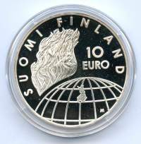 10 euro  2002 Helsingin olympialaiset 50 vuotta.Hopeaa 27,4 g (925) . pillerissä