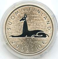 10 euro   2008 Mika WaltariHopeaa / silver 25.5 g (925/1000)  . pillerissä