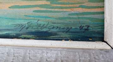 M. Pitkänen, &quot;Viipurin linna&quot; öljymaalaus levylle sign 1947, 54x32 cm