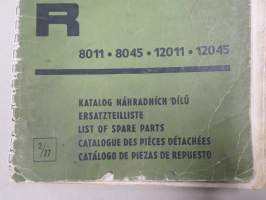 Zetor 8011, 8045, 12011, 12045 List of Spare Parts, Ersatzteilliste -varaosaluettelo