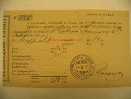 Kirjattu kirje lähetyskuitti 26.2.1896 Tampere B