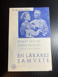 Lääkärin omatunto / En läkares samvete -käsiohjelma pääosissa / i huvudrollerna Robert Taylor, Irene Dunne