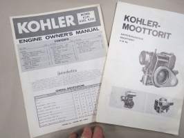 Kohler moottorit 4-14 hv model K241, K301, K321 suomen- ja englanninkieliset käyttöohjeet yhdessä