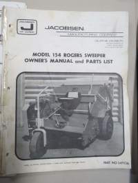 Jacobsen  Model 154 Rogers Sweeper Owner´s Manual &amp; Parts List -nurmikonlakaisukone / harjakone - käyttö-ohjekirja / varaosaluettelo