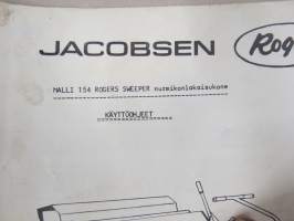 Jacobsen  Model 154 Rogers Sweeper Owner´s Manual &amp; Parts List -nurmikonlakaisukone / harjakone - käyttö-ohjekirja / varaosaluettelo
