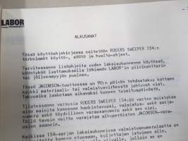 Jacobsen  Model 154 Rogers Sweeper Owner´s Manual &amp; Parts List -nurmikonlakaisukone / harjakone - käyttö-ohjekirja / varaosaluettelo