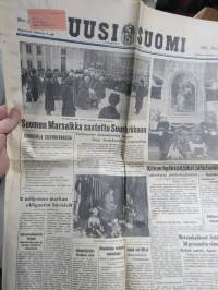 Uusi Suomi numerot 28.1-5.2.1951 Sotamarsalkka Mannerheim kuollut, hautajaiset - 9 peräkkäistä lehteä kuolemasta hautajaisiin