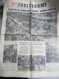 Uusi Suomi numerot 28.1-5.2.1951 Sotamarsalkka Mannerheim kuollut, hautajaiset - 9 peräkkäistä lehteä kuolemasta hautajaisiin