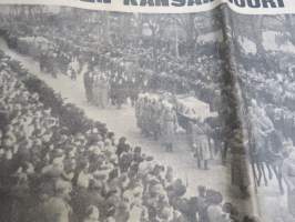 Uusi Suomi numerot 28.1-5.2.1951 Sotamarsalkka Mannerheim kuollut, hautajaiset - 9 peräkkäistä lehteä kuolemasta hautajaisiin
