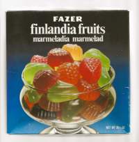 Finlandia fruits marmeladia  tyhjä tuotepakkaus  Fazer nr 4208    19x19x3 cm