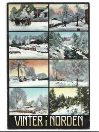 Vinter i Norden   -  paikkakuntapostikortti postikortti kulkenut 1910