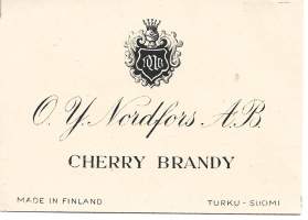 Cherry Brandy  -    viinaetiketti  Turun Kivipaino/ Anders Nordforsin perusti vuonna 1867 Turkuun  viini- ja likööritehtaan. Viinien ja liköörien valmistus