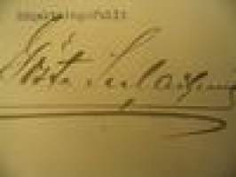 Asiakirja v. 1915 allekirjoittanut Gösta Serlachius. Tässä kirjeessä Gösta Serlachius tiedustelee Suomen Sahanterätehtaalta Tampereelta hinnankorotusten