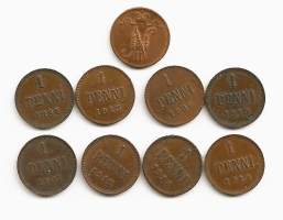 Tsaarin ajan penni alk 1894 yht pennejä n 9 kpl