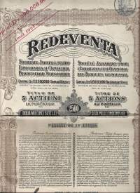 Redeventa osakekirja   2500 Lei  Romania Bukarest 1923