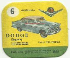 Dodge Kingsway  - autokortti, keräilykuva, kahvipakettikuva  - uusintapainos / Vuonna 2014 Pauligin Juhla Mokka täytti 85 v ja julkaisi suosituista autokorteista