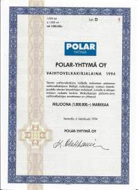 Polar Yhtymä  vaihtovelkakirjalaina   1996  Miljoona markkaa (1 00 000 mk) , Vantaa  27.6.1996