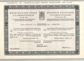 Helsingin Kaupungin 3,5 % obligatiolaina   1938 1  Litt  A  5 000 Skr  Helsinki   huom Ruotsin kruunuissa